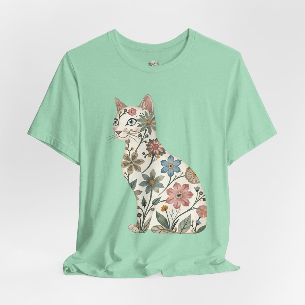Floral Cat T-Shirt — Vintage Botanical Kitty Tee