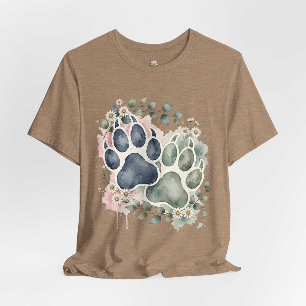 Floral Watercolor Paw Print T-Shirt Southern Soul and Grace