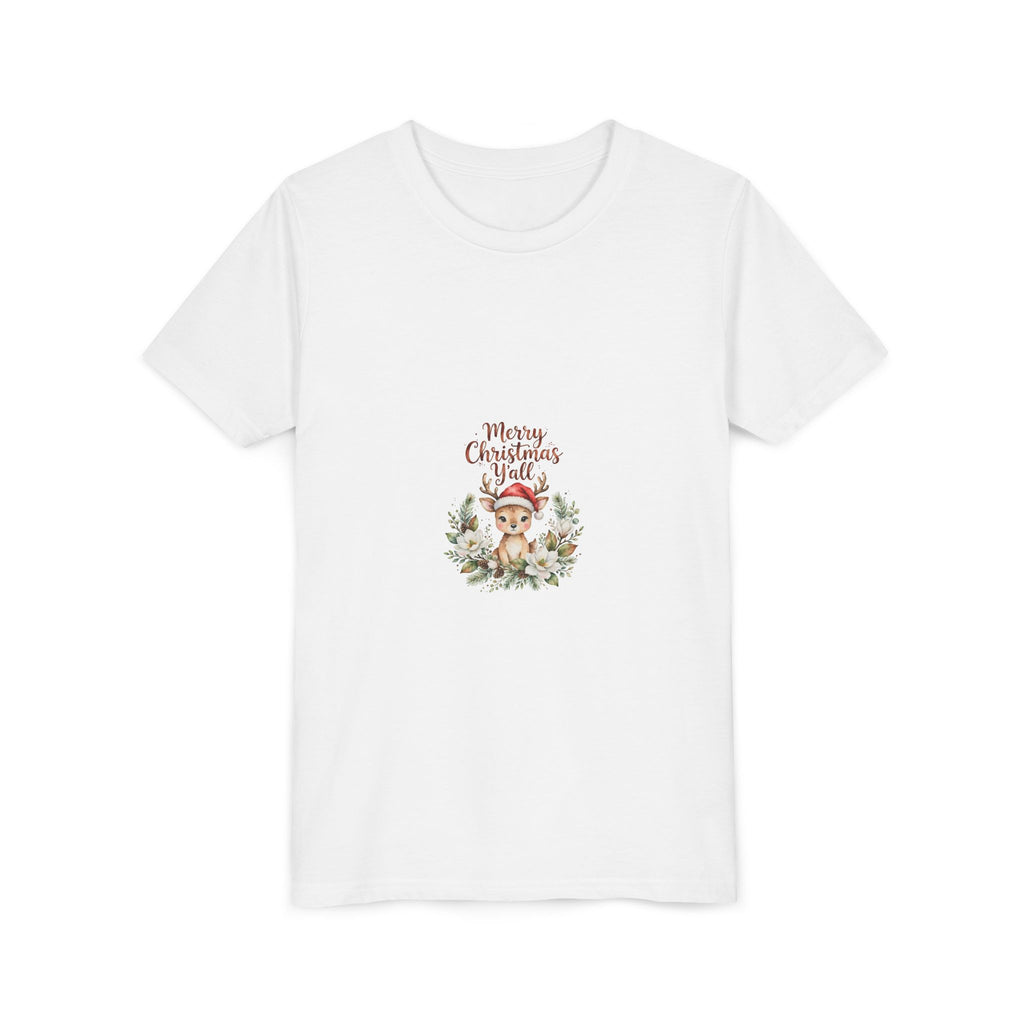 Merry Christmas Y'all Kids T-Shirt — Reindeer Santa Hat Tee