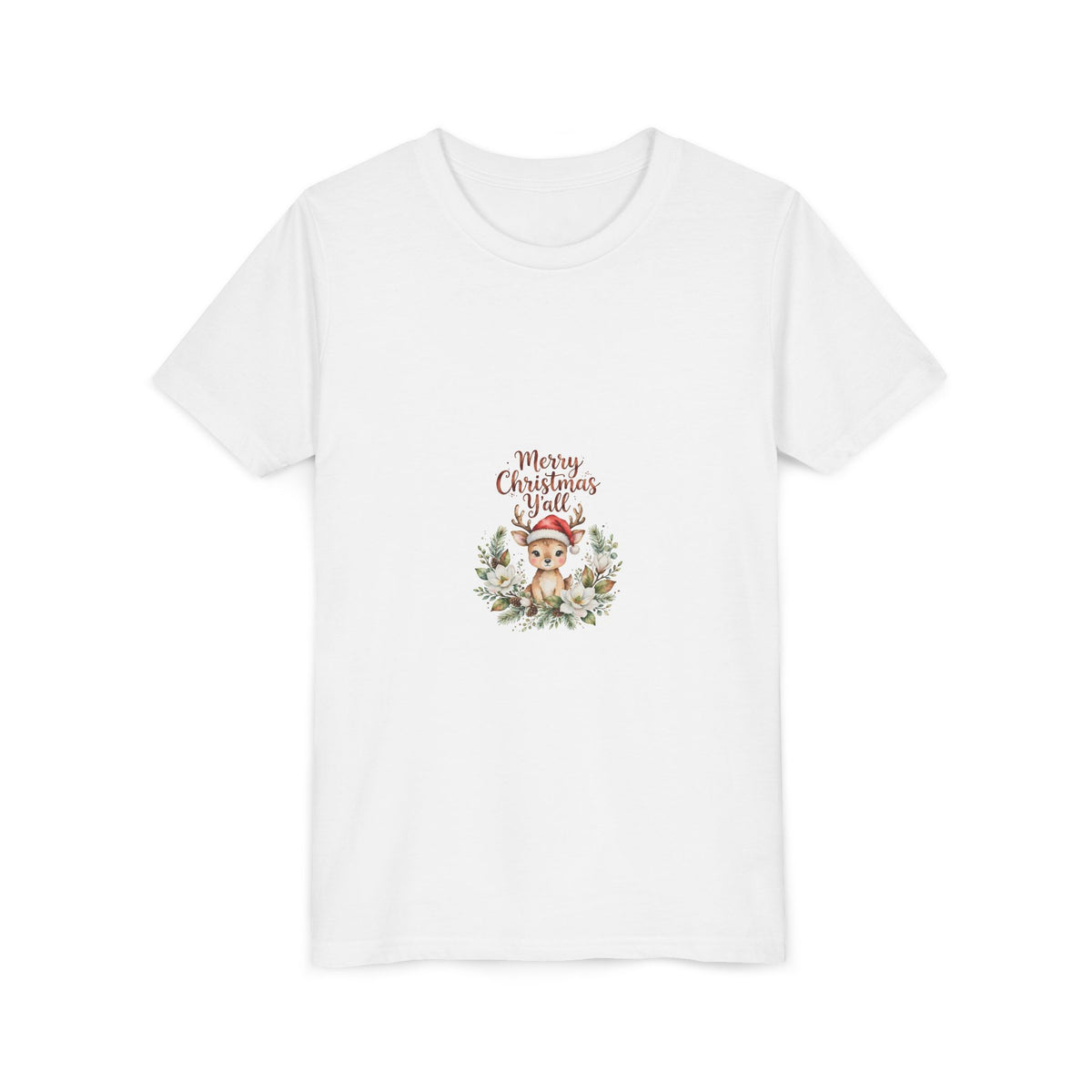Merry Christmas Y'all Kids T-Shirt — Reindeer Santa Hat Tee