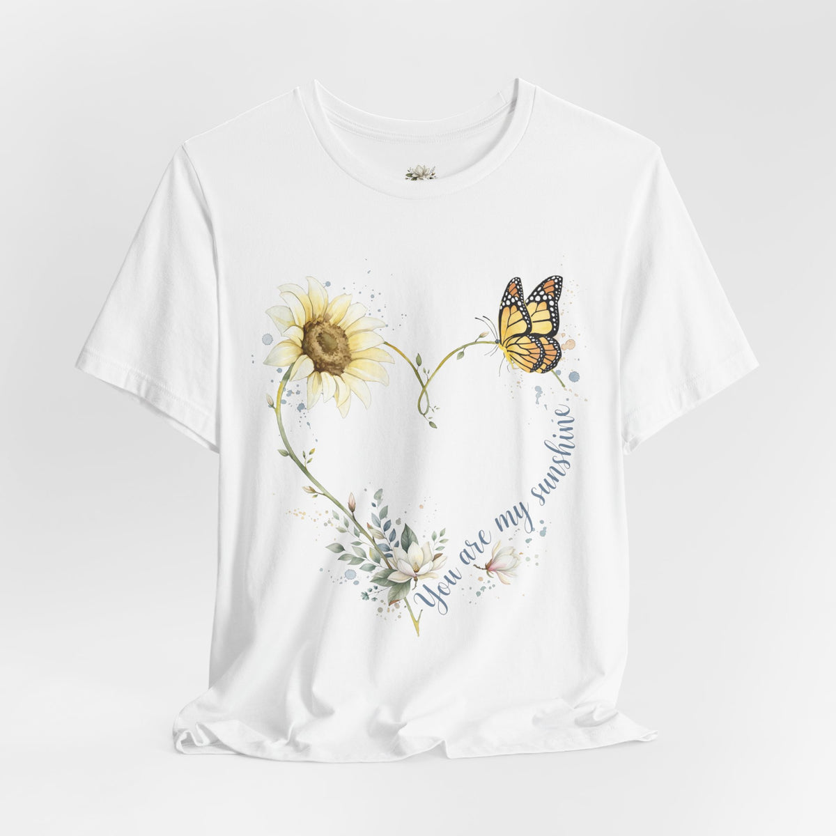 Sunflower & Butterfly Heart Tee — "You are my sunshine" Floral Graphic T-Shirt
