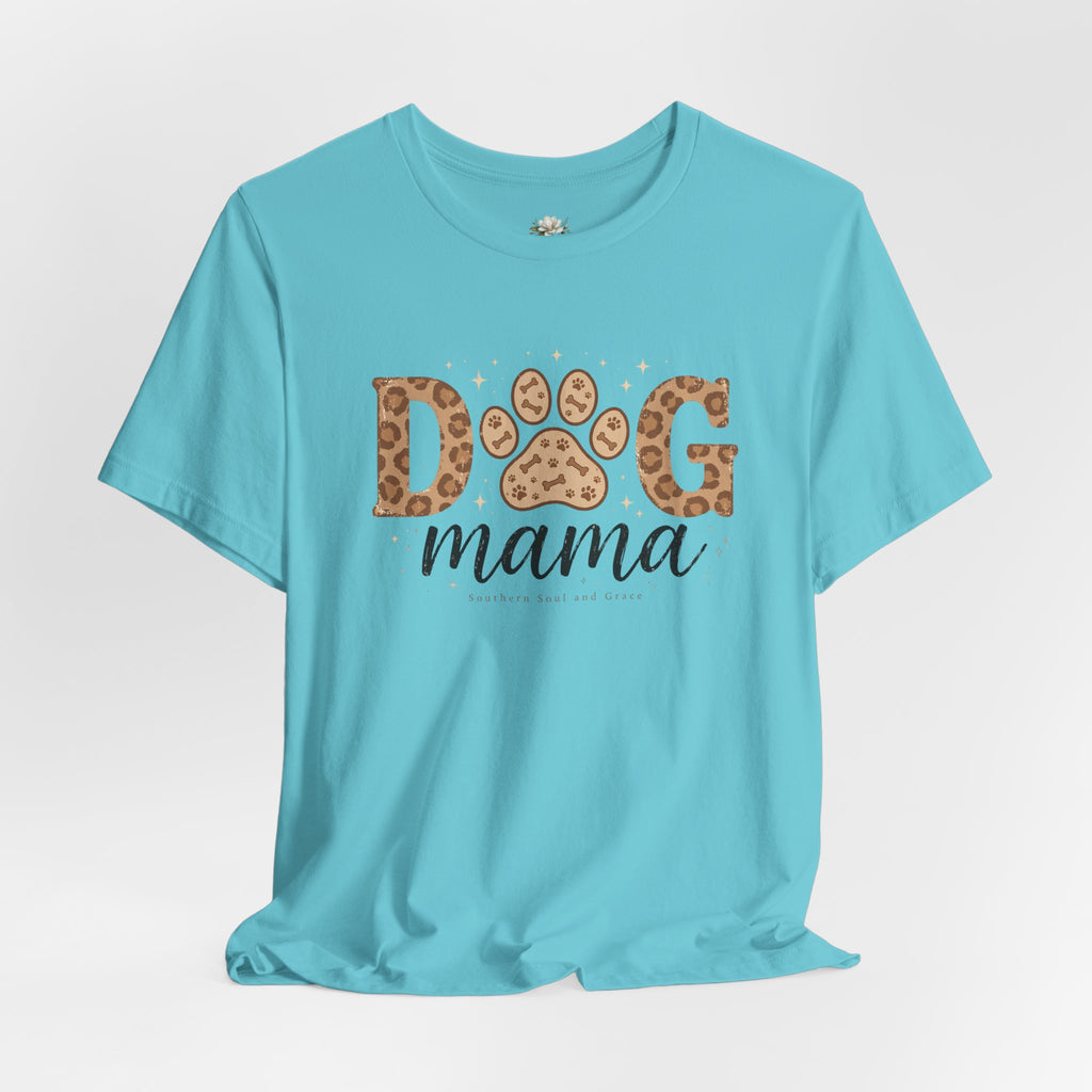 Dog Mama T‑Shirt — Leopard Paw Graphic Tee for Dog Lovers