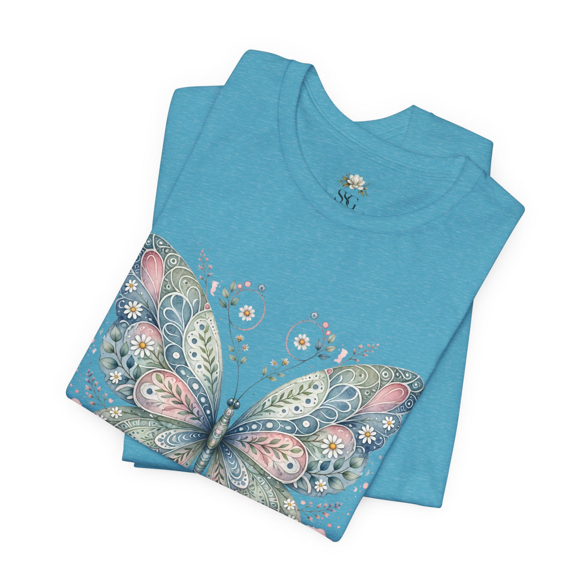 Butterfly Floral Tee — Watercolor Boho Butterfly Graphic T-Shirt