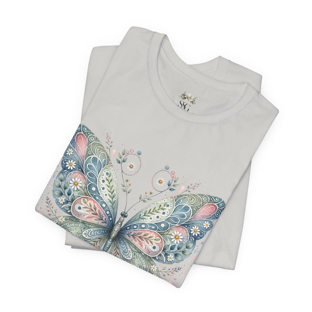 Butterfly Floral Tee — Watercolor Boho Butterfly Graphic T-Shirt
