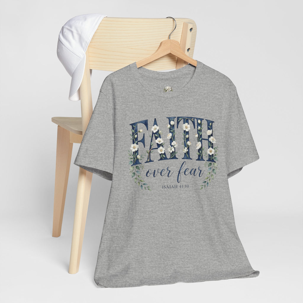 Faith Over Fear T‑Shirt — Floral Scripture Tee (Isaiah 41:10)