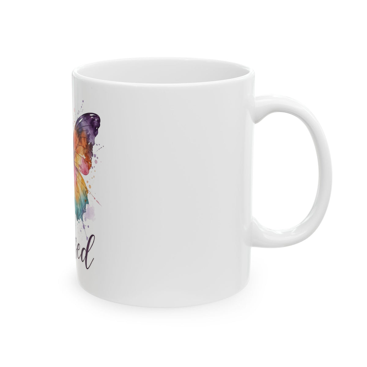 Blessed Butterfly Ceramic Mug — Colorful Watercolor Butterfly Coffee Cup (11oz, 15oz)