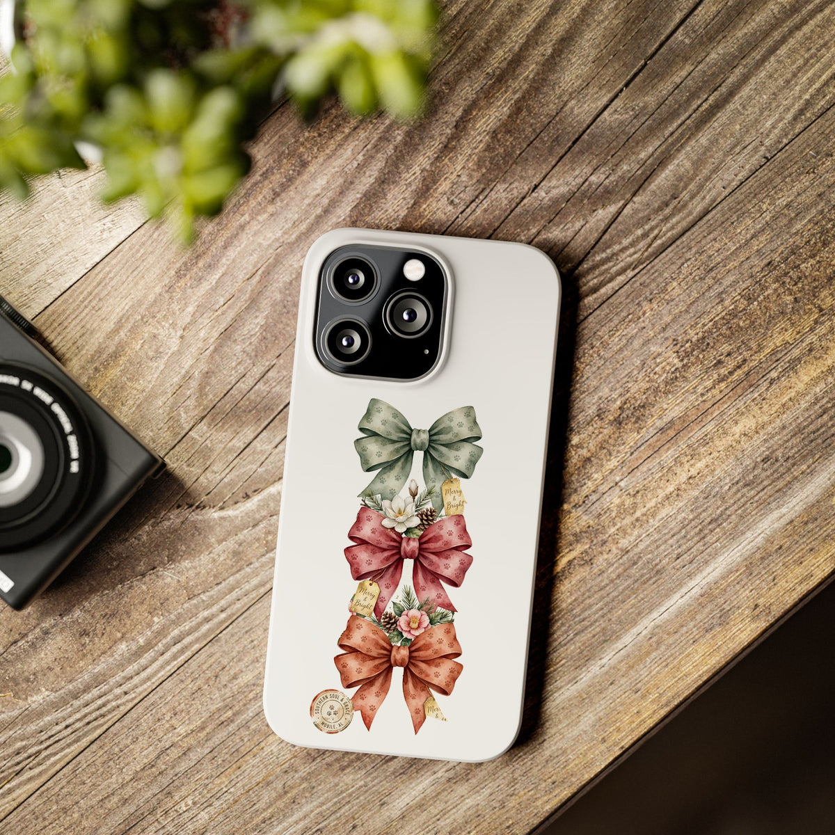 Slim Phone Case — Vintage Bow Trio Floral Design