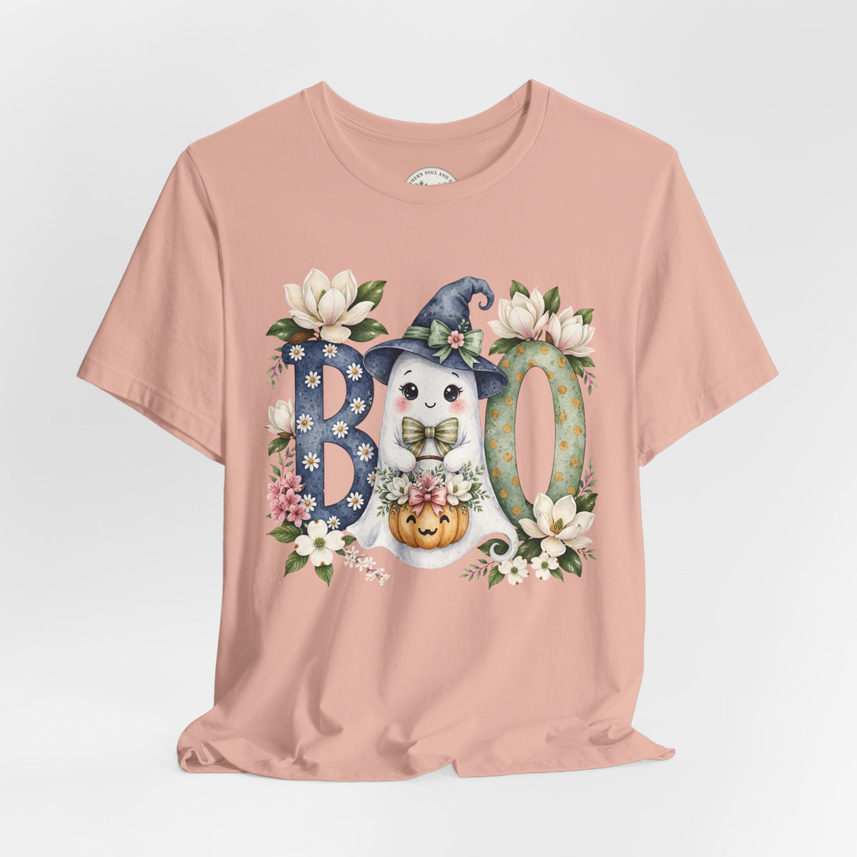 Boo Floral Ghost Tee — Cute Halloween Ghost & Pumpkin Shirt