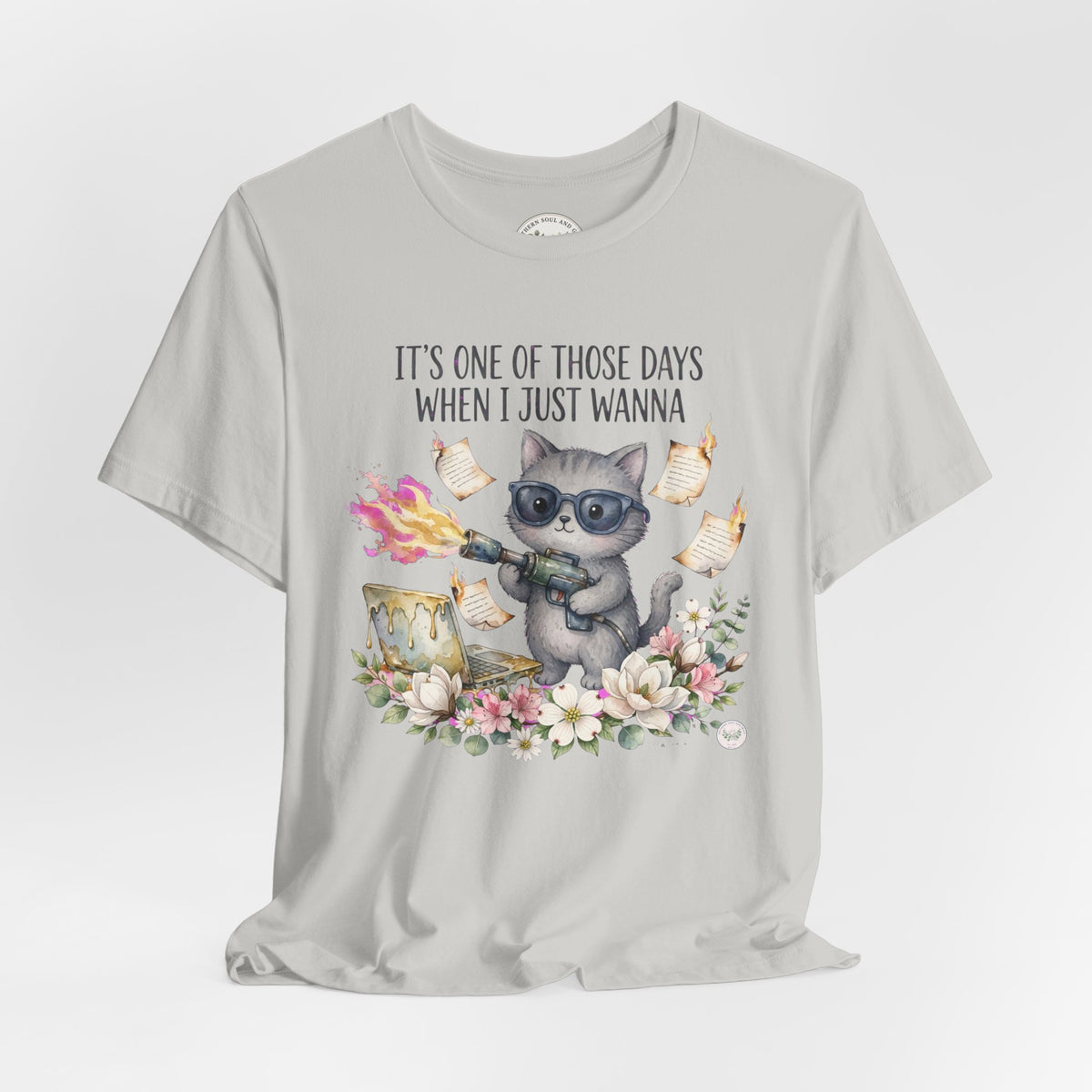 Cat With Coffee T-Shirt — "It’s One Of Those Days When I Just Wanna" Cute Cat Graphic Tee