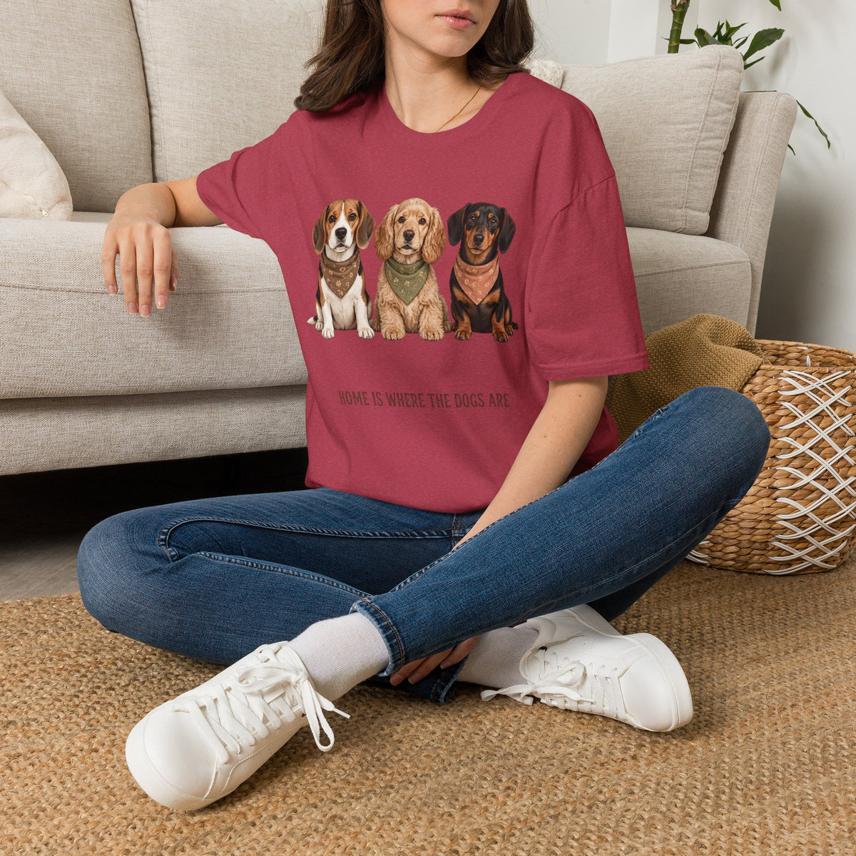 Three Cute Dogs T-Shirt | Beagle Cocker Dachshund Illustration