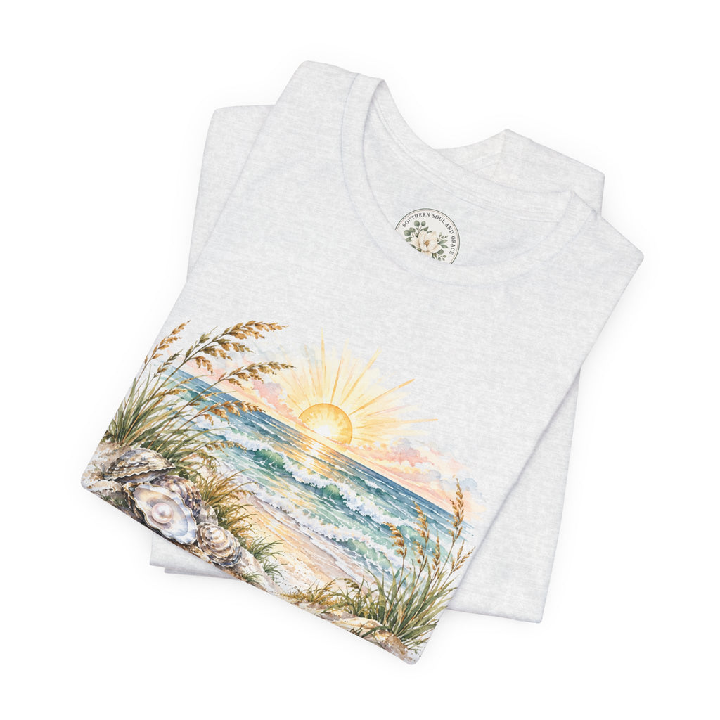 Sunrise Beach Tee — Coastal Ocean Sunset Graphic T-Shirt