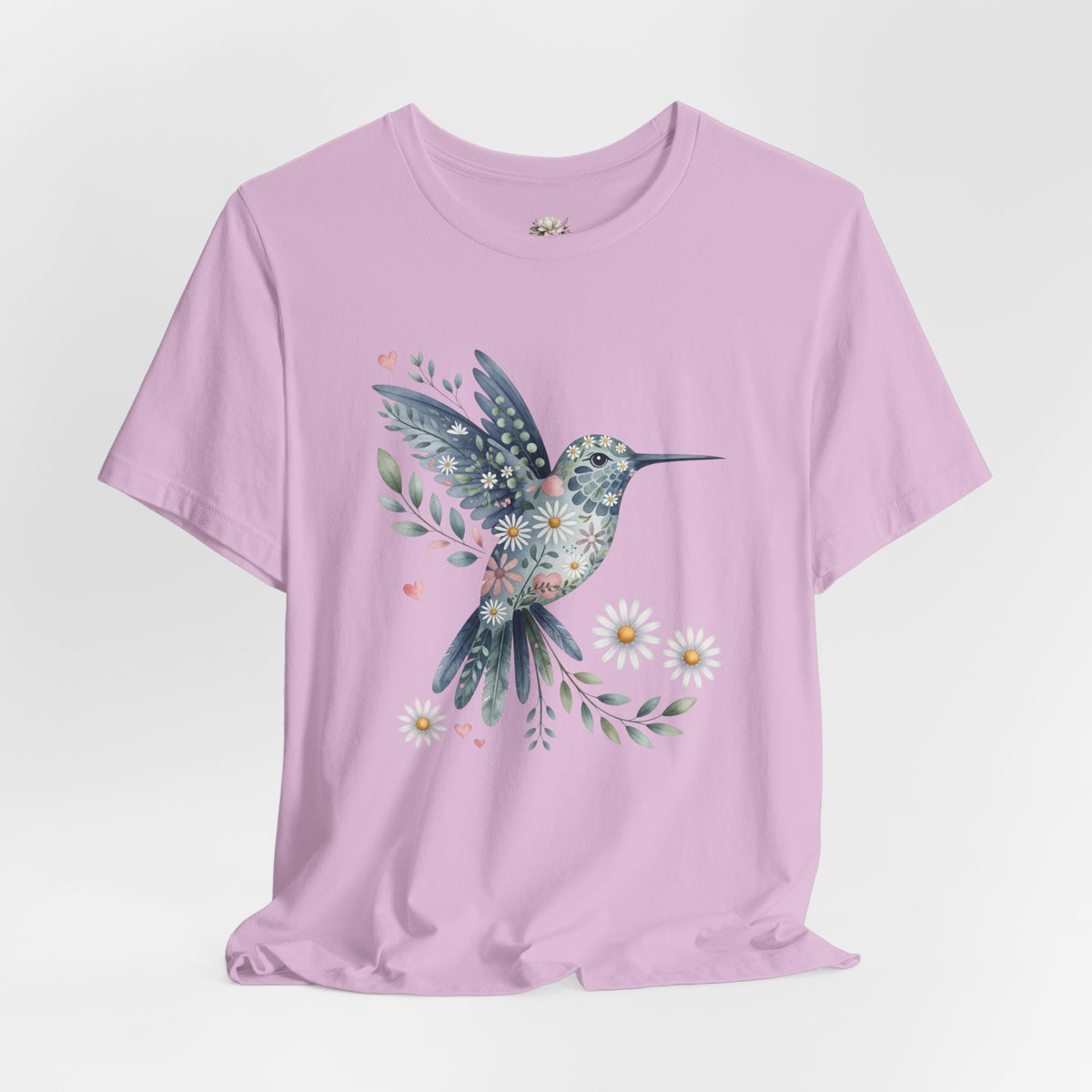 Floral Hummingbird Tee — Watercolor Bird Graphic T-Shirt