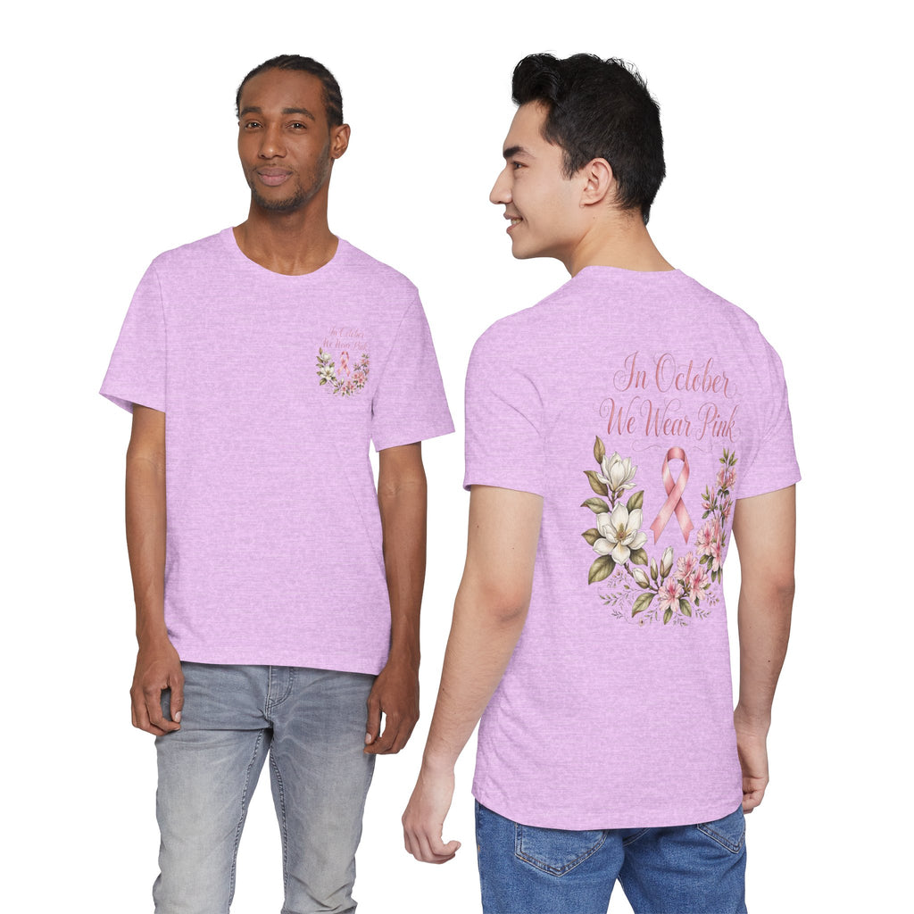 Breast Cancer Awareness Floral Tee — "In October We Wear Pink" T-Shirt - view 24