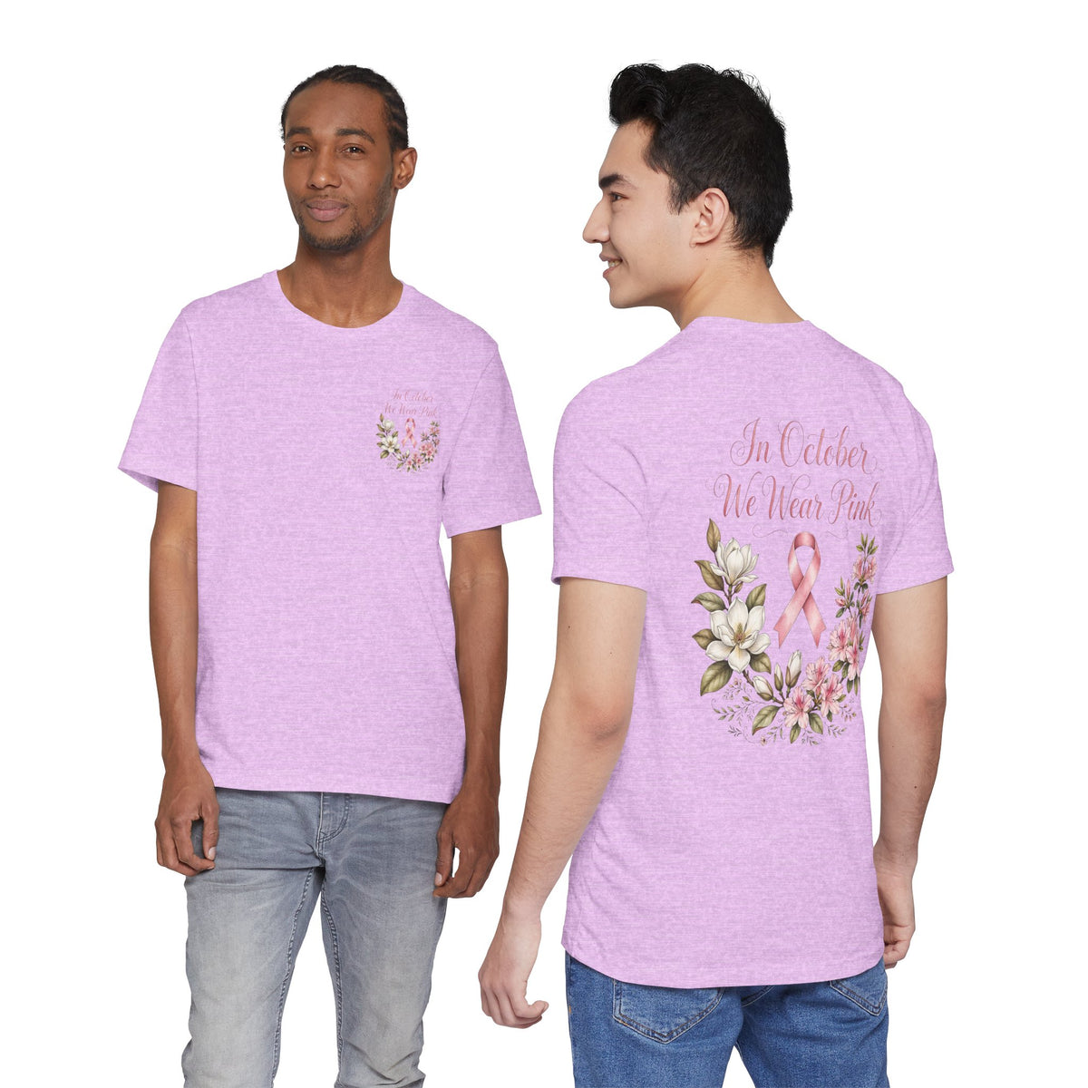 Breast Cancer Awareness Floral Tee — "In October We Wear Pink" T-Shirt - view 24