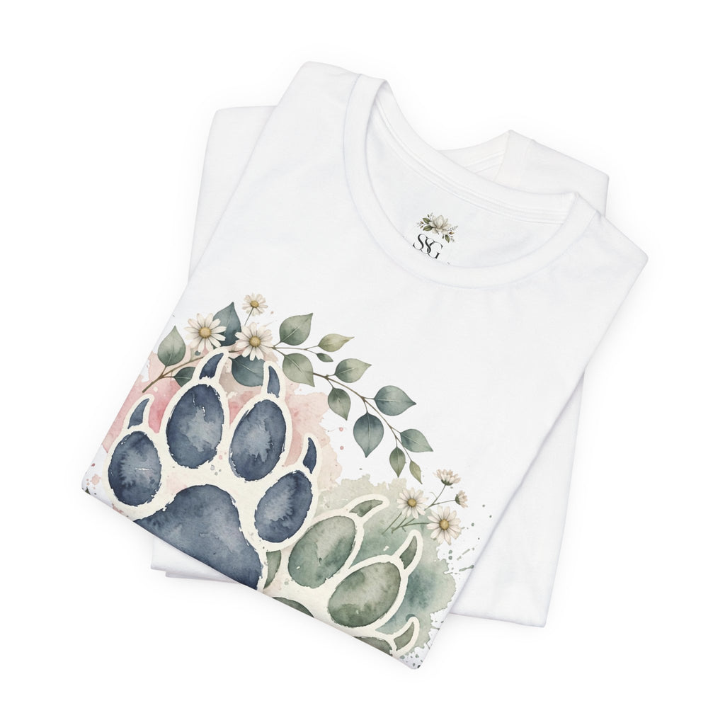 Floral Watercolor Paw Print T-Shirt Southern Soul and Grace