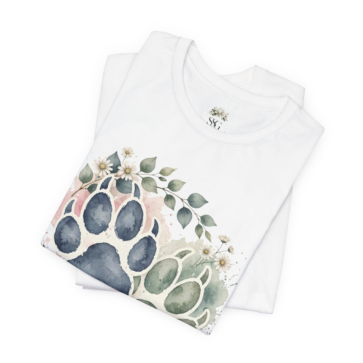 Floral Watercolor Paw Print T-Shirt Southern Soul and Grace