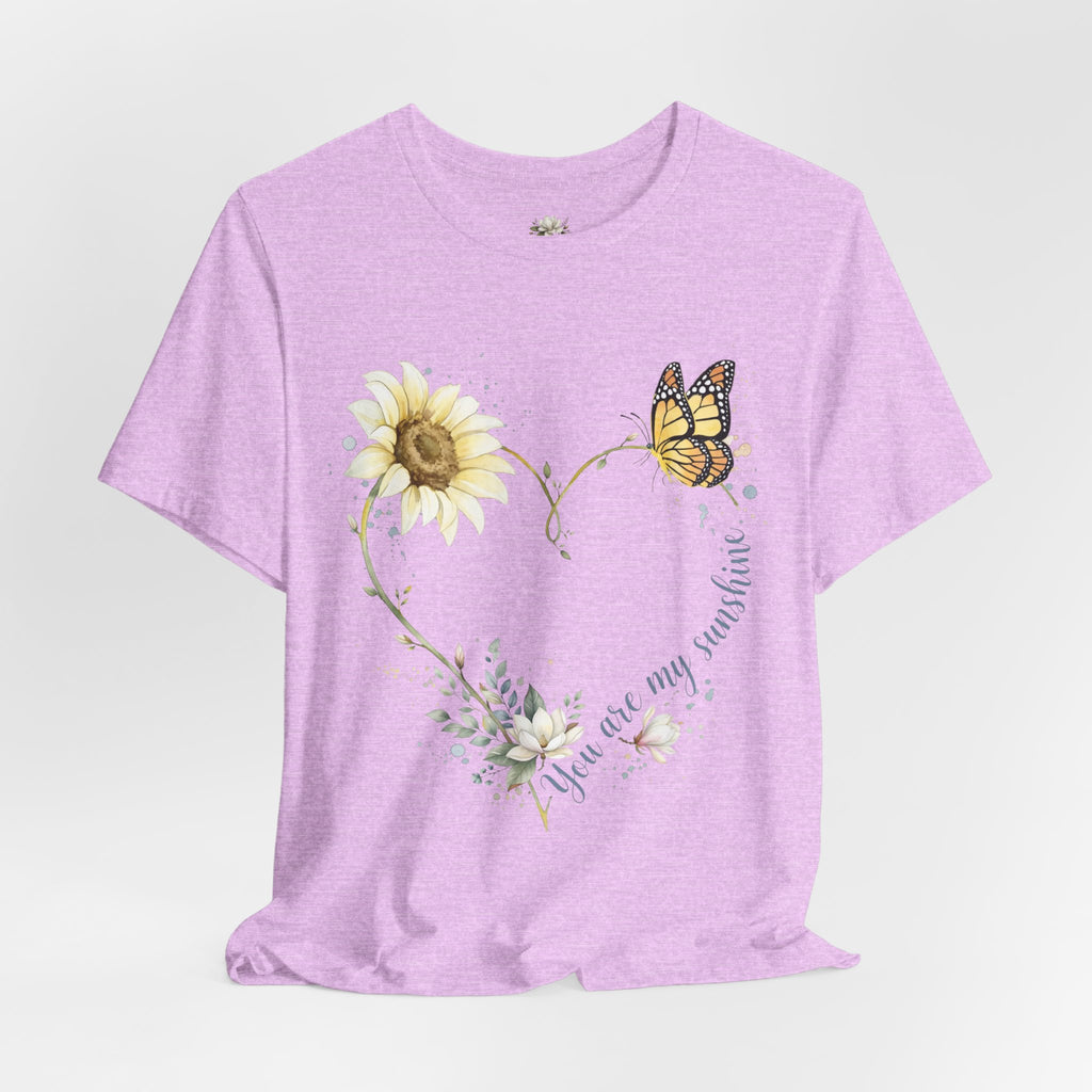 Sunflower & Butterfly Heart Tee — "You are my sunshine" Floral Graphic T-Shirt