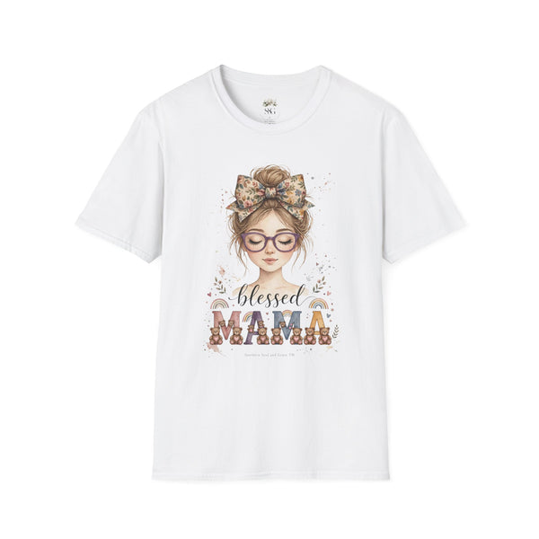 Blessed Mama T-Shirt — Floral Bow Mama Graphic Tee for Moms