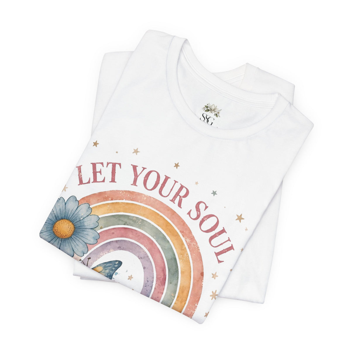 Let Your Soul Shine Rainbow Tee — Inspirational Floral Vintage Graphic T-Shirt
