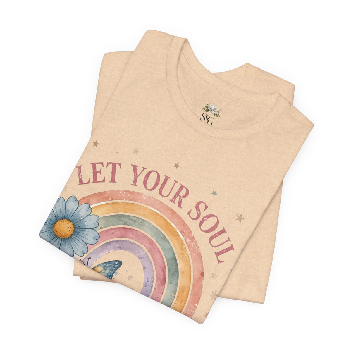 Let Your Soul Shine Rainbow Tee — Inspirational Floral Vintage Graphic T-Shirt