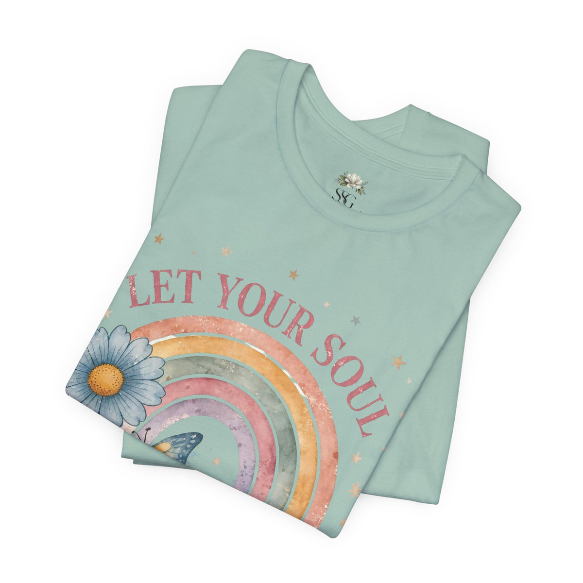 Let Your Soul Shine Rainbow Tee — Inspirational Floral Vintage Graphic T-Shirt