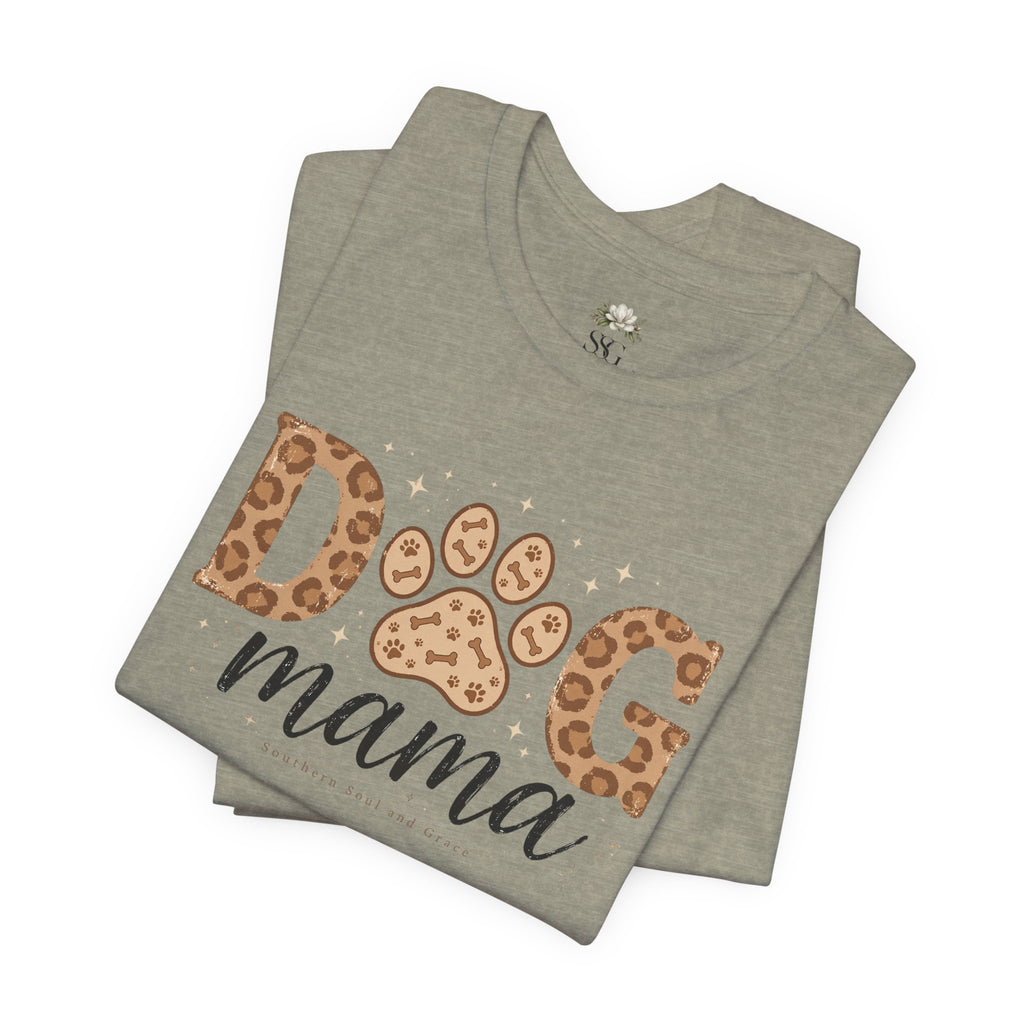 Dog Mama T‑Shirt — Leopard Paw Graphic Tee for Dog Lovers