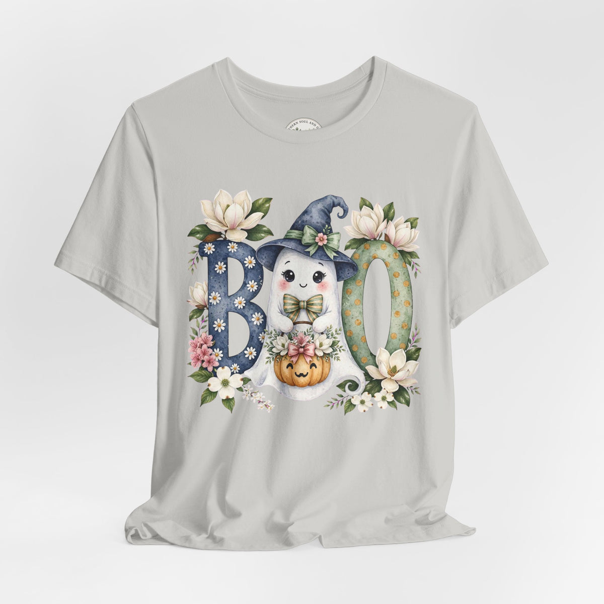 Boo Floral Ghost Tee — Cute Halloween Ghost & Pumpkin Shirt
