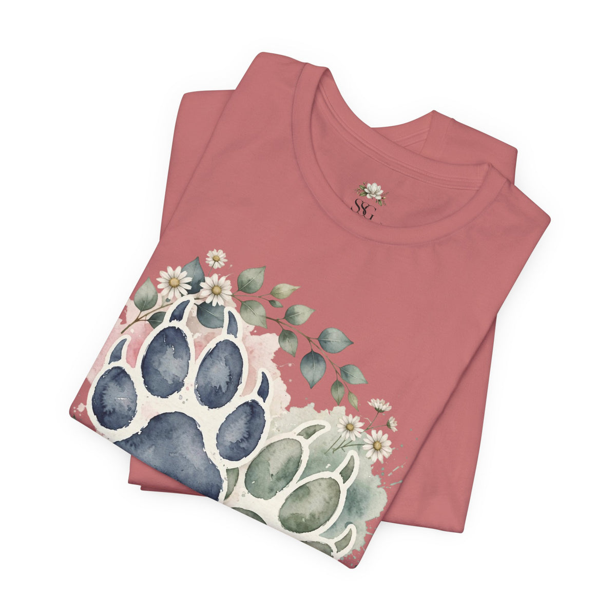 Floral Watercolor Paw Print T-Shirt Southern Soul and Grace