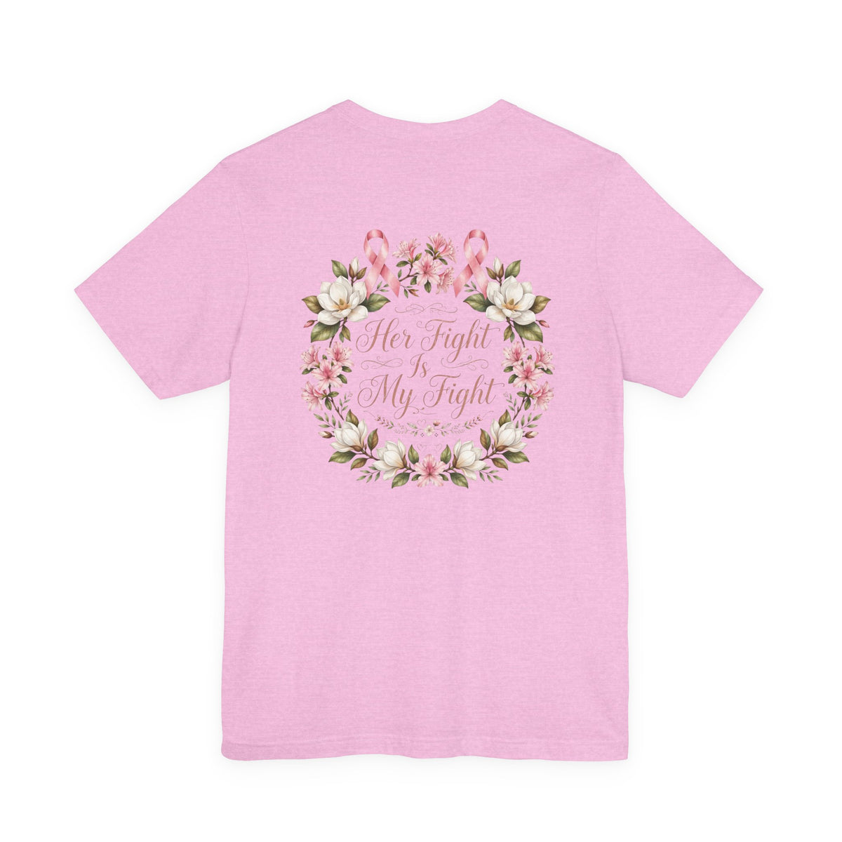 Breast Cancer Awareness Tee — "Her Fight Is My Fight" Floral Ribbon T-Shirt - view 11