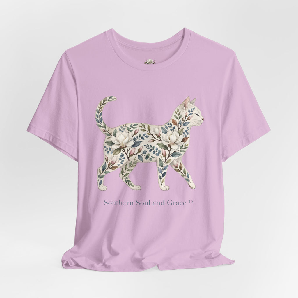 Floral Cat Tee — "Southern Soul and Grace" Graphic T-Shirt