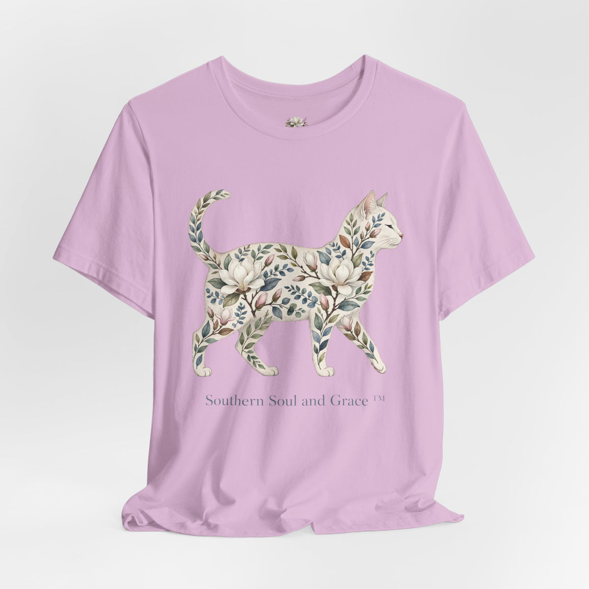 Floral Cat Tee — "Southern Soul and Grace" Graphic T-Shirt