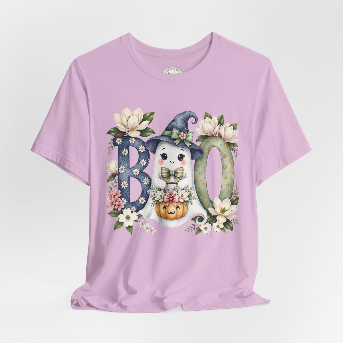 Boo Floral Ghost Tee — Cute Halloween Ghost & Pumpkin Shirt