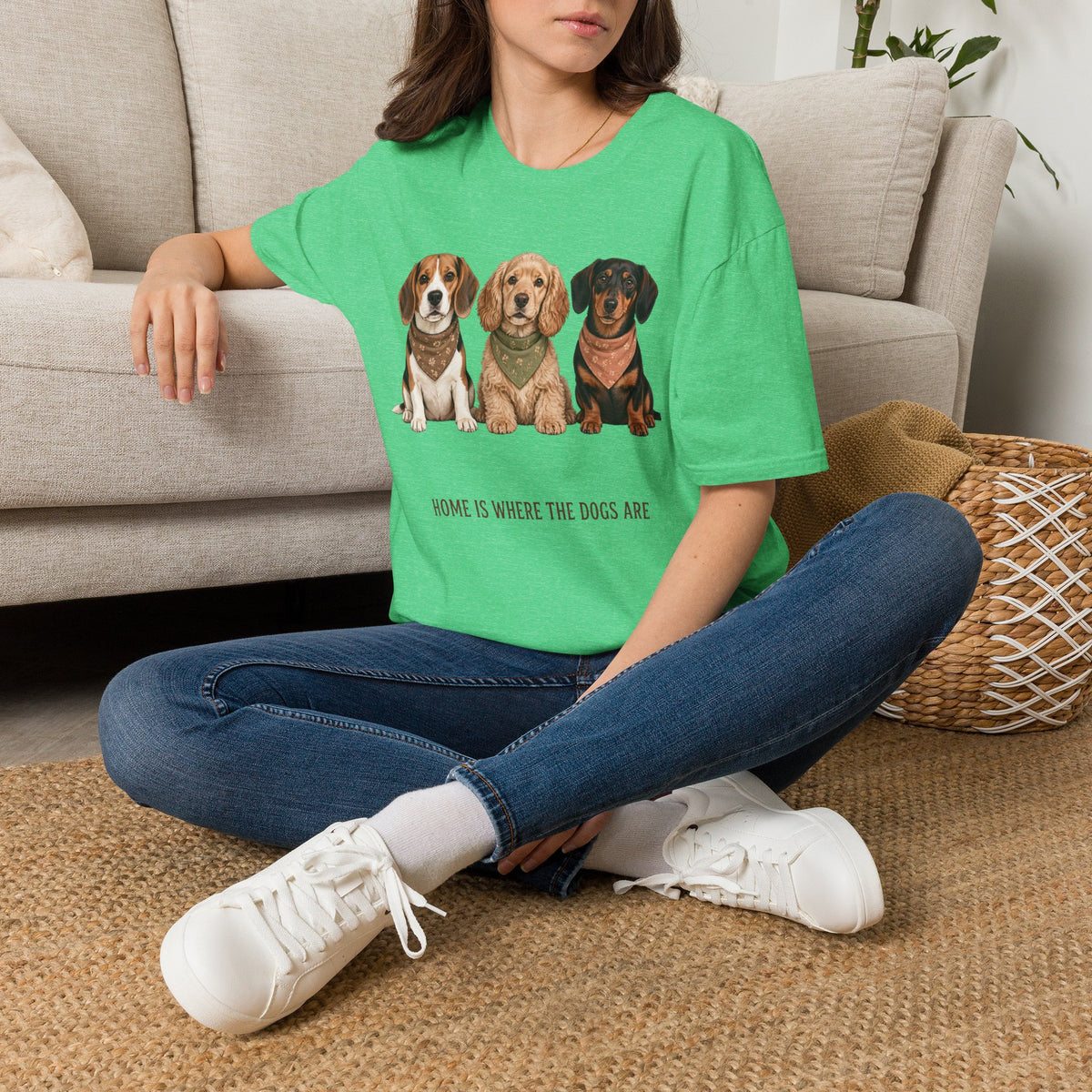 Three Cute Dogs T-Shirt | Beagle Cocker Dachshund Illustration