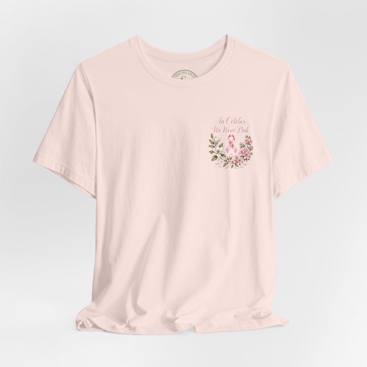 Breast Cancer Awareness Floral Tee — "In October We Wear Pink" T-Shirt - view 13
