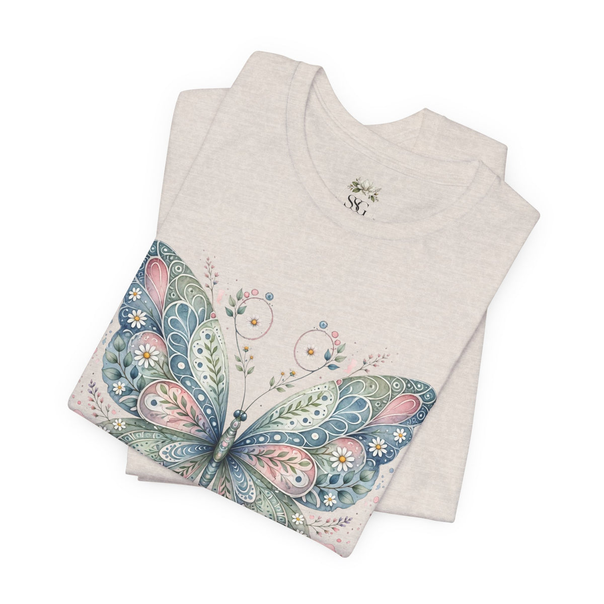 Butterfly Floral Tee — Watercolor Boho Butterfly Graphic T-Shirt