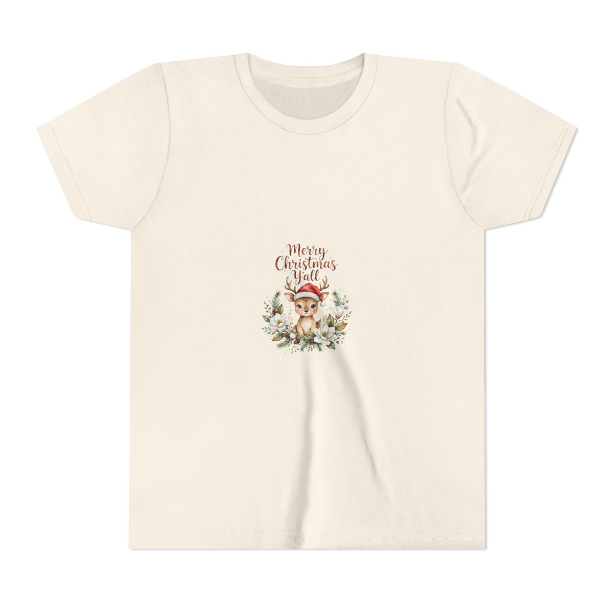 Merry Christmas Y'all Kids T-Shirt — Reindeer Santa Hat Tee