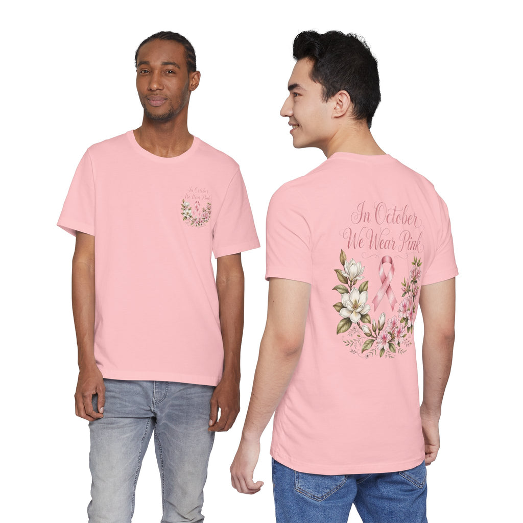 Breast Cancer Awareness Floral Tee — "In October We Wear Pink" T-Shirt - view 29