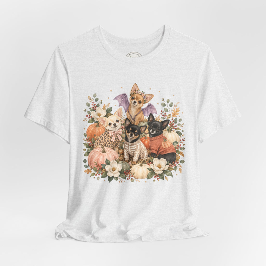 Halloween Puppies Pumpkin Tee — Cute Dogs in Costumes Fall T-Shirt