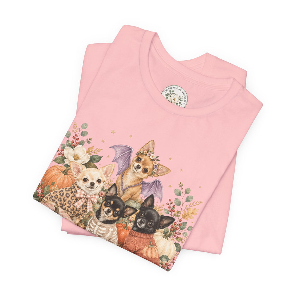 Halloween Puppies Pumpkin Tee — Cute Dogs in Costumes Fall T-Shirt