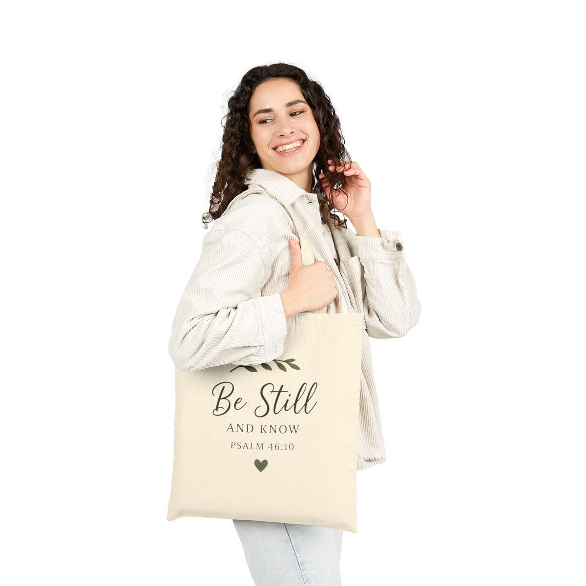 Be Still Canvas Tote Bag — 'Be Still and Know' Psalm 46:10 Inspirational Grocery & Bible Study Tote