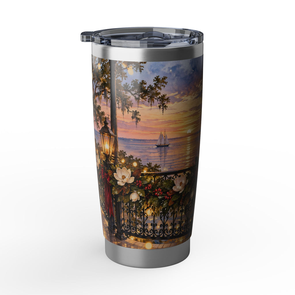 Sunset Promenade 20oz Tumbler — Festive Magnolia & Waterfront Scenery Mobile Alabama