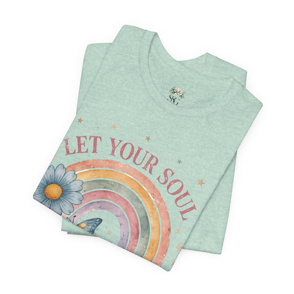 Let Your Soul Shine Rainbow Tee — Inspirational Floral Vintage Graphic T-Shirt