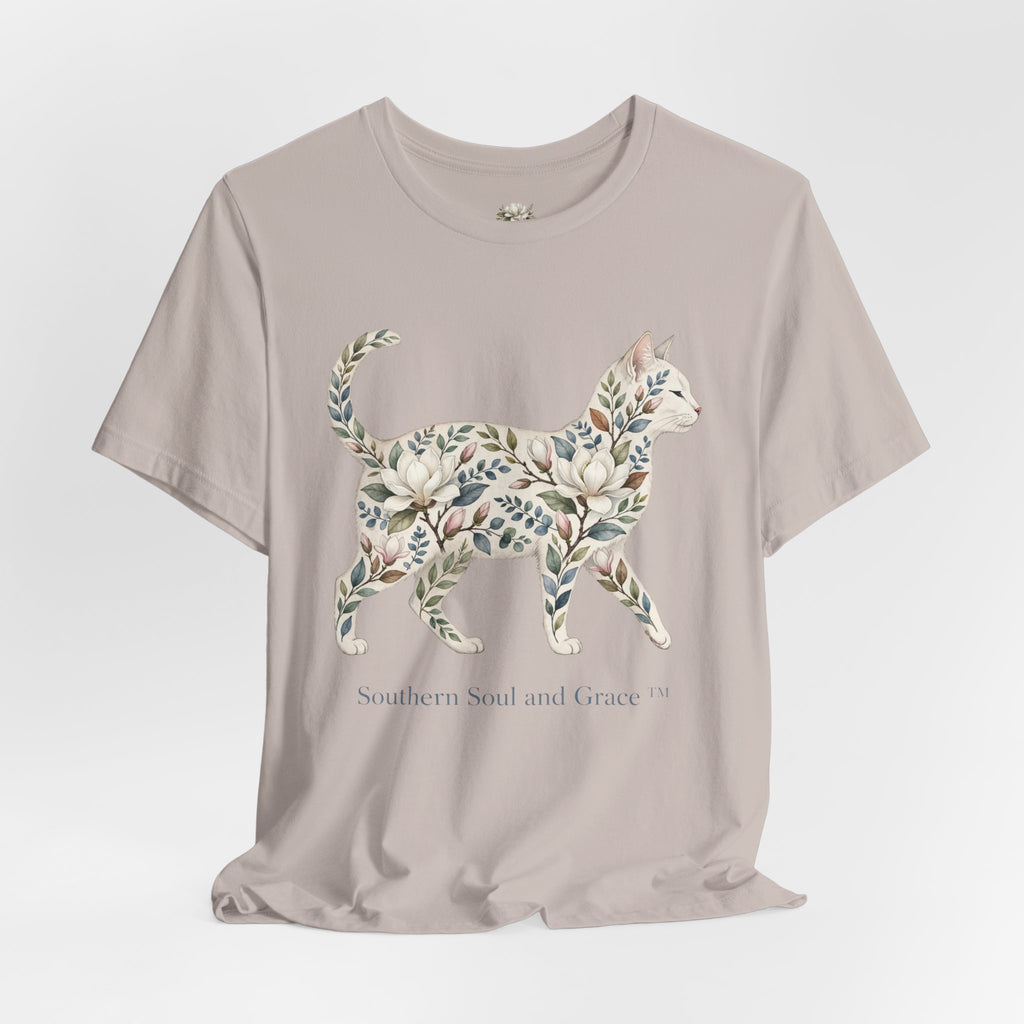 Floral Cat Tee — "Southern Soul and Grace" Graphic T-Shirt