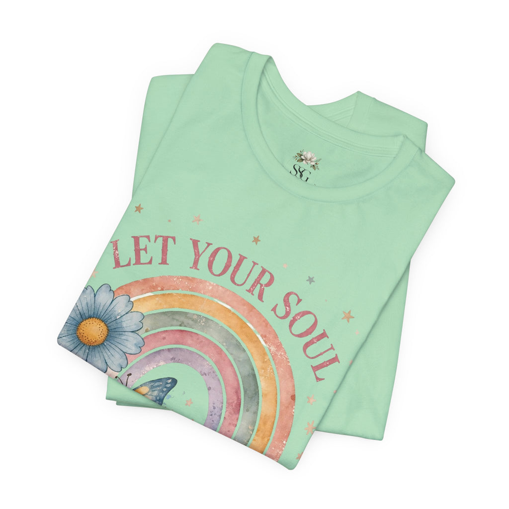 Let Your Soul Shine Rainbow Tee — Inspirational Floral Vintage Graphic T-Shirt
