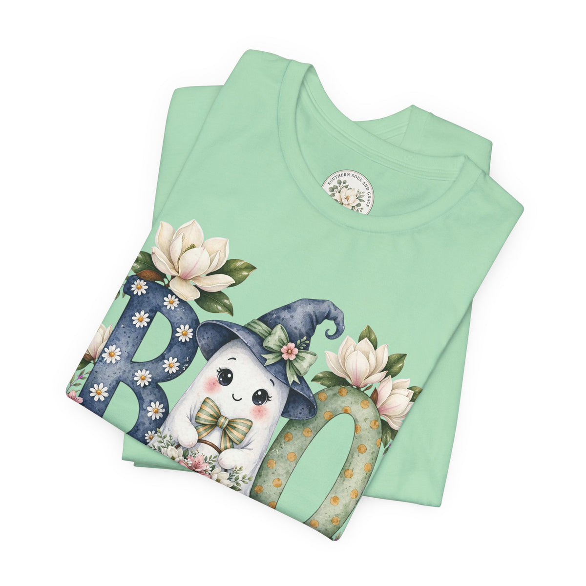 Boo Floral Ghost Tee — Cute Halloween Ghost & Pumpkin Shirt
