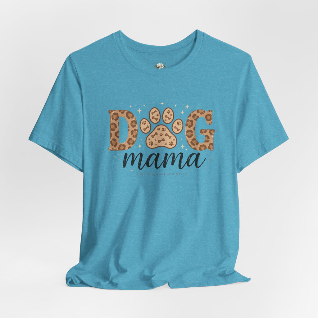 Dog Mama T‑Shirt — Leopard Paw Graphic Tee for Dog Lovers