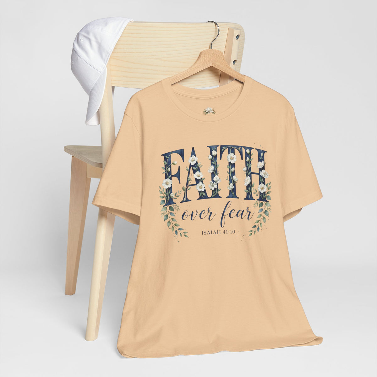 Faith Over Fear T‑Shirt — Floral Scripture Tee (Isaiah 41:10)