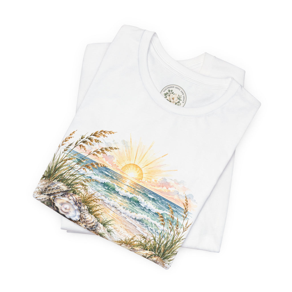 Sunrise Beach Tee — Coastal Ocean Sunset Graphic T-Shirt