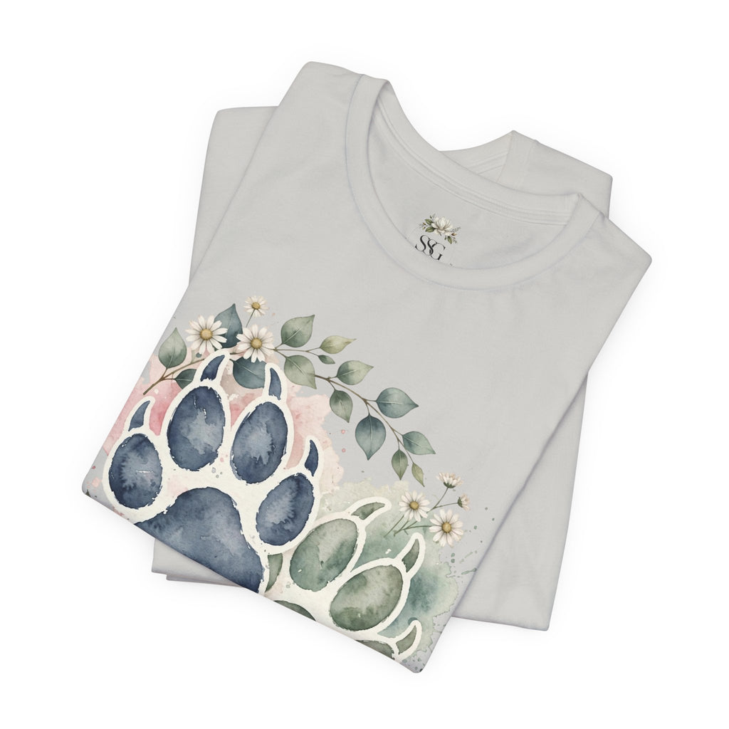 Floral Watercolor Paw Print T-Shirt Southern Soul and Grace