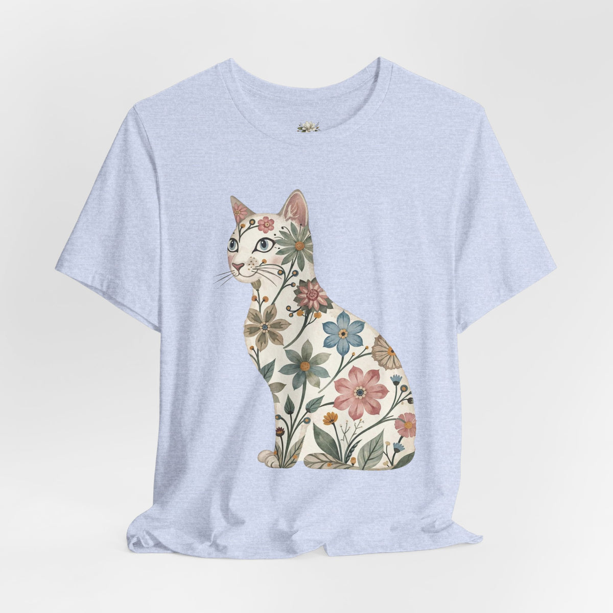 Floral Cat T-Shirt — Vintage Botanical Kitty Tee